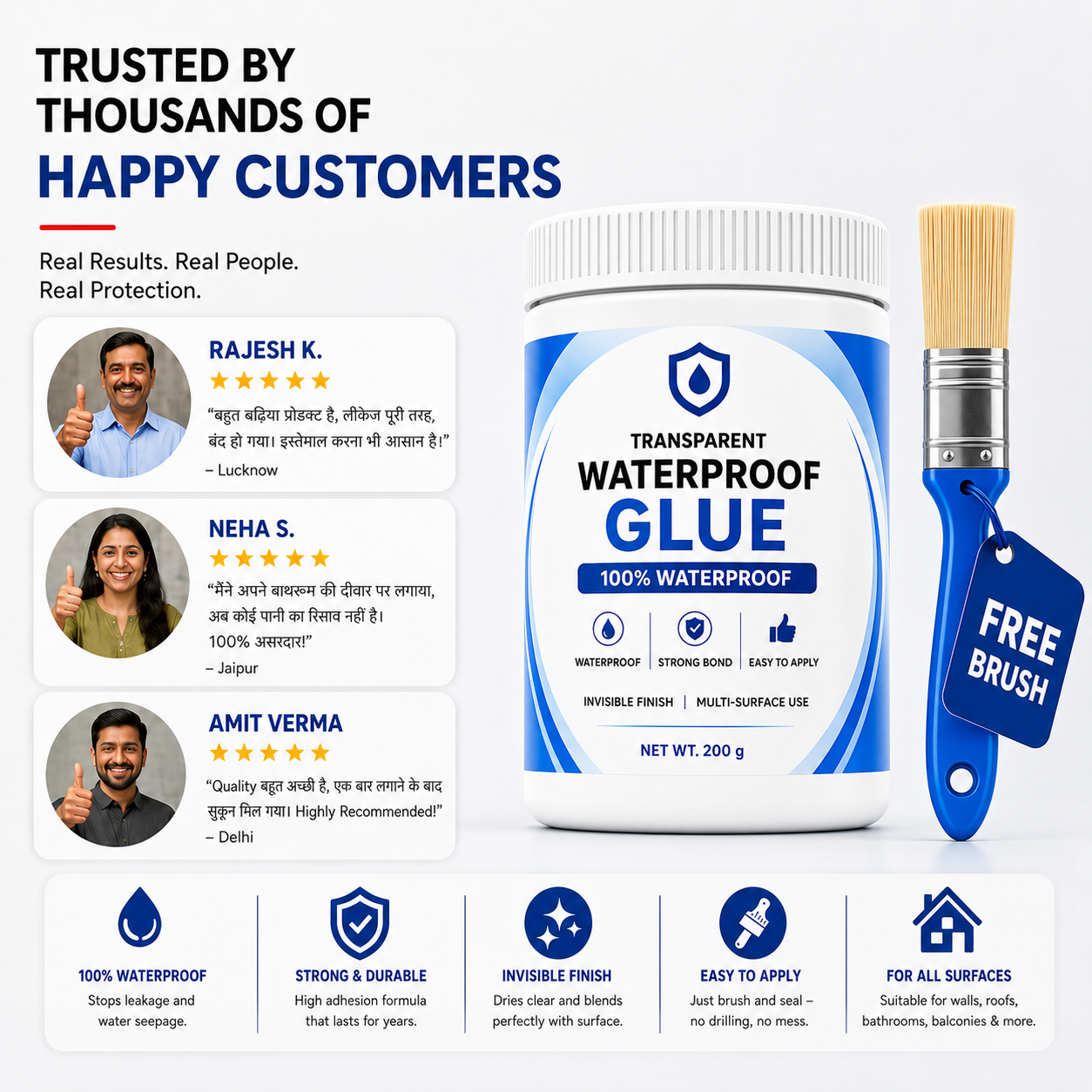 Transparent Waterproof Glue + Free Brush 🔥- Buy 1 Get 1 Free