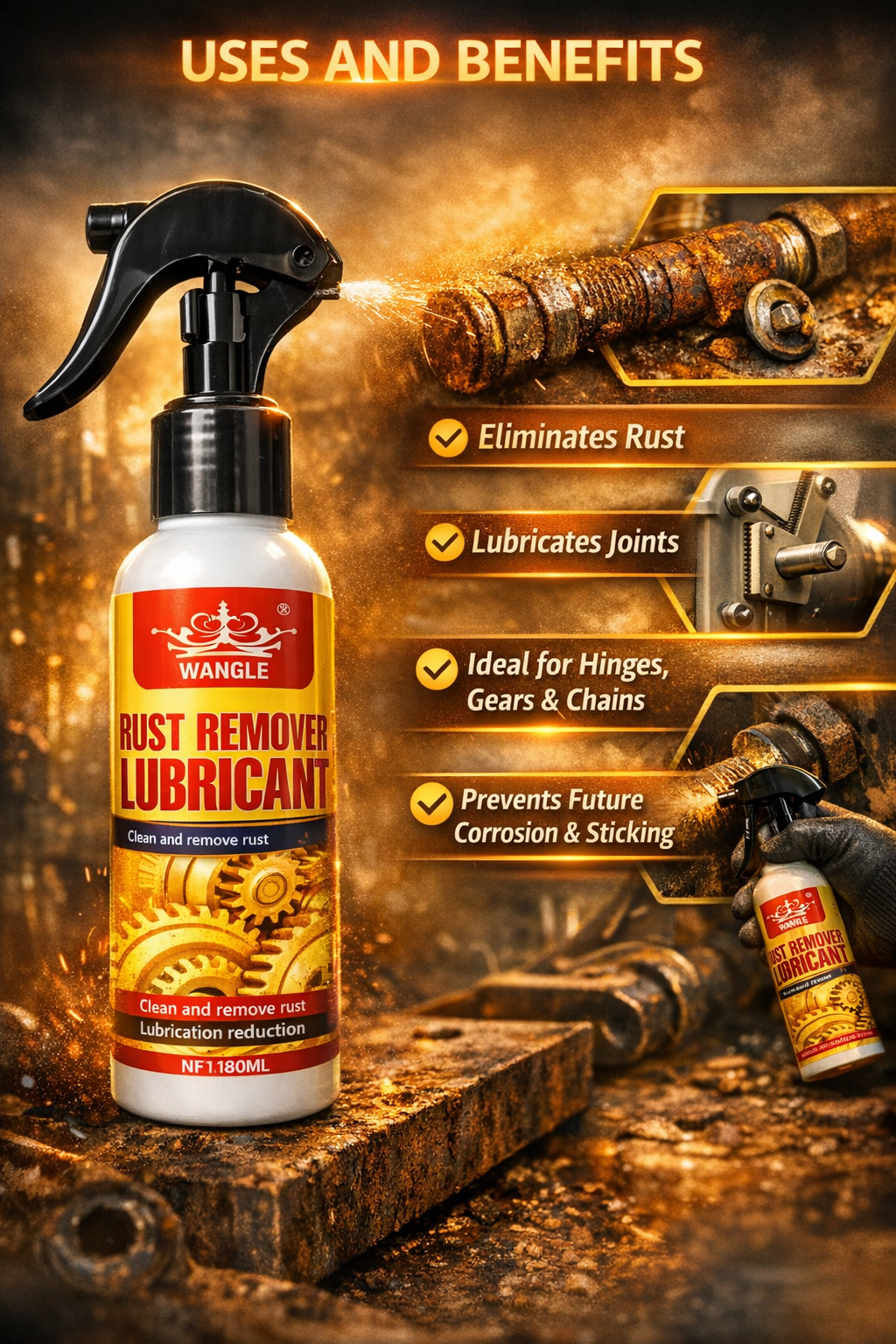 ⏳🏆Anti-Rust Lubricant Spray & Rust Remover | 🔥Buy 1 Get 1 Free🔥