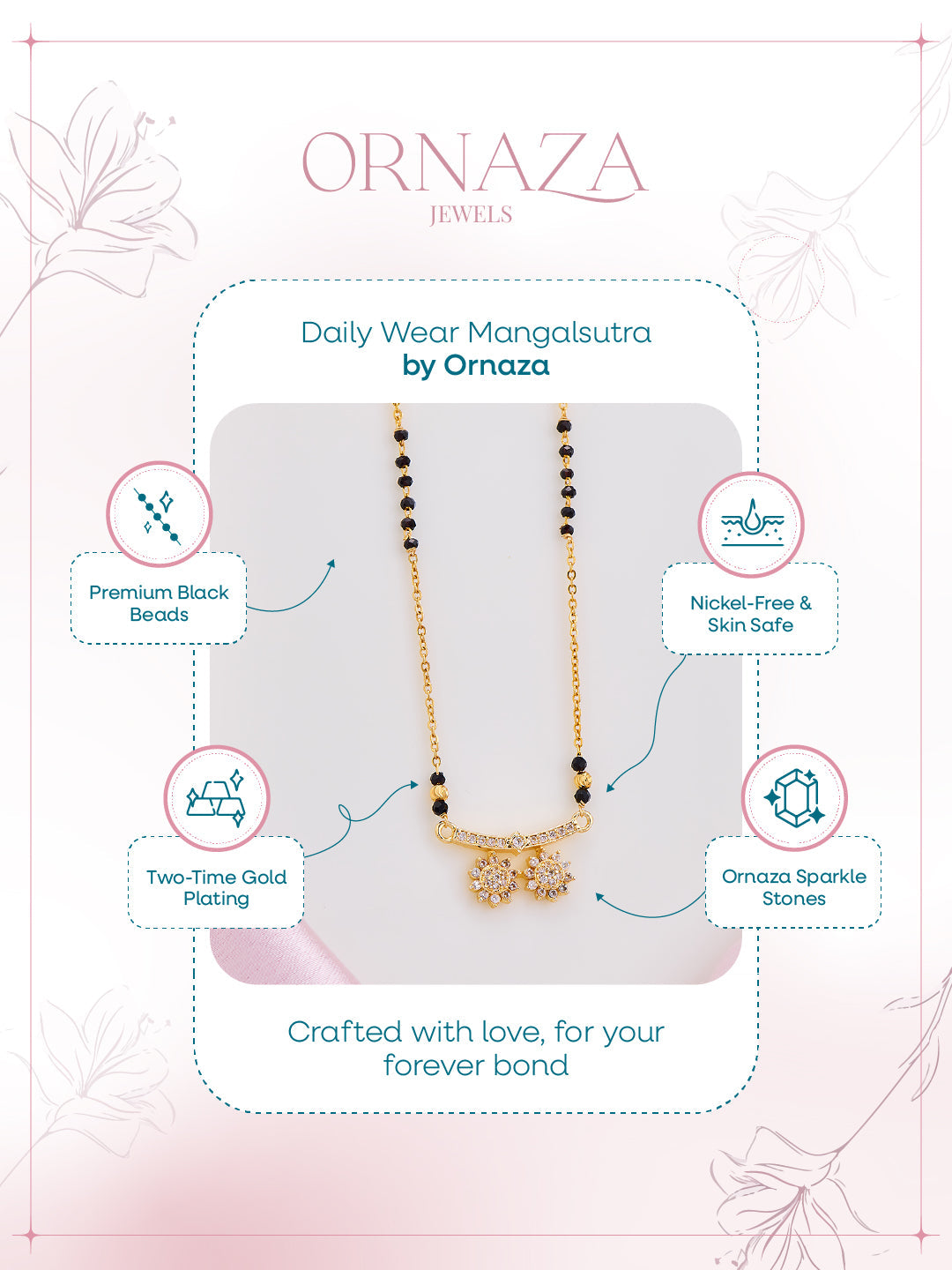 Twin Floral Sparkle Mangalsutra