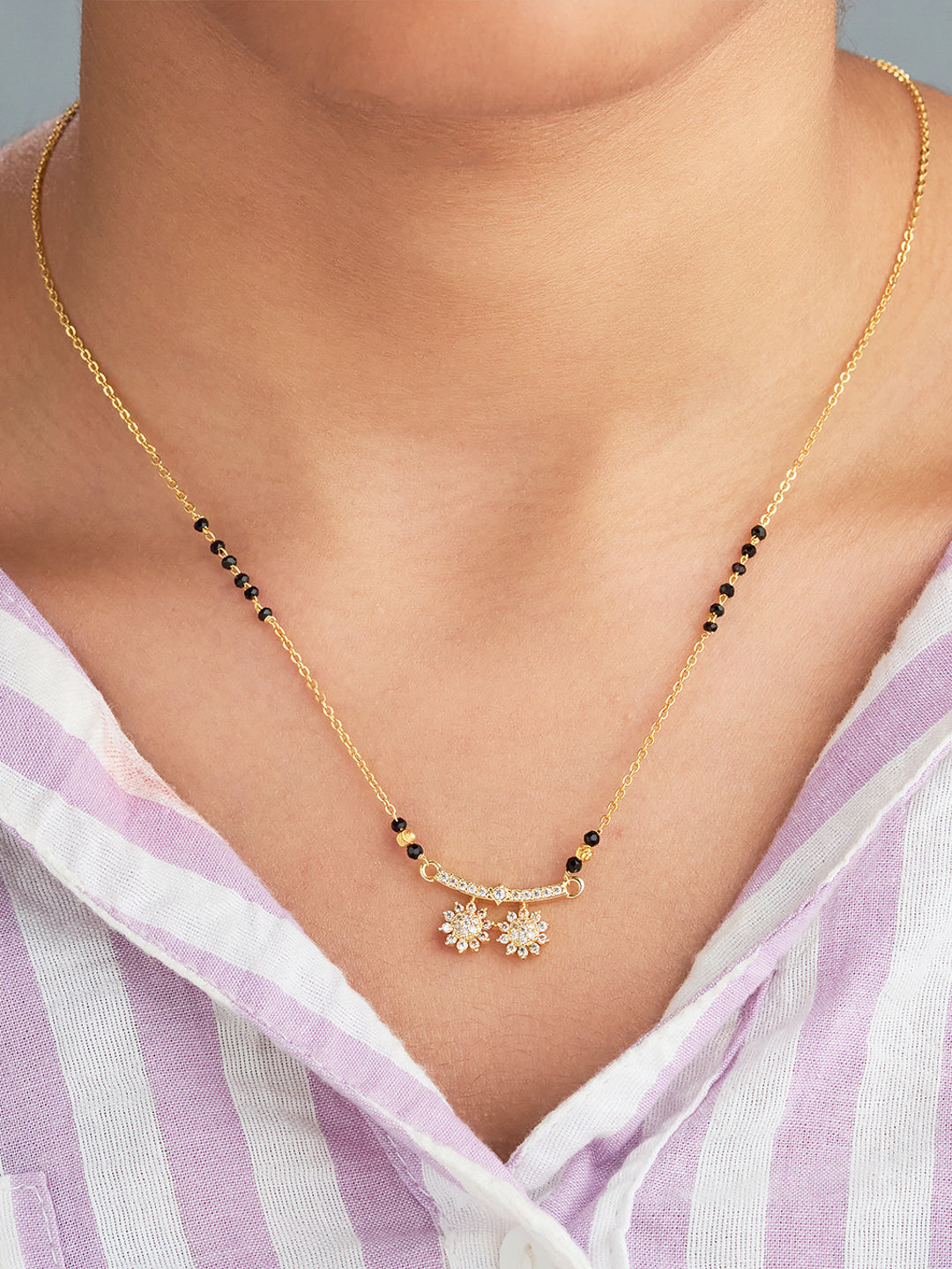 Twin Floral Sparkle Mangalsutra